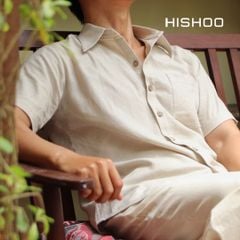 Áo Sơ Mi Nam Nút Gỗ Relax Form Rộng, Cổ Thường, Lai Ngang Linen Solene Vải Mềm Mát HISHOO A1T003