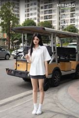 Áo Sơ Mi Nữ Relax Form Rộng, Cổ Thường, Lai Ngang Linen Solene Vải Mềm Mát HISHOO A1G003