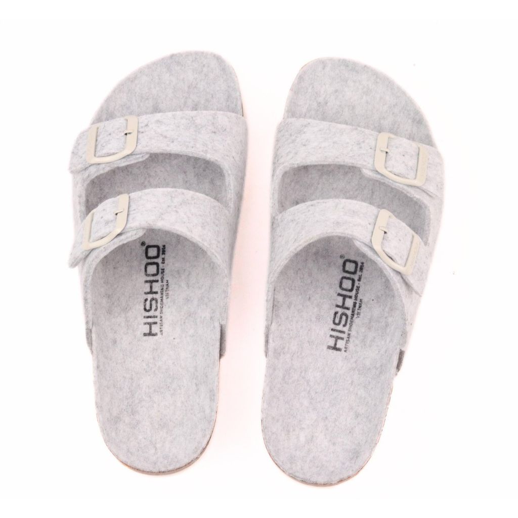 Dép đế trấu birken 2 khoá vải dạ Premium HISHOO B093