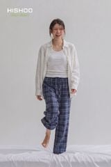 Quần dài Caro Linen Nữ Lưng Thun, Hishoo basic mặc đi chơi, đi làm HISHOO Q3G001
