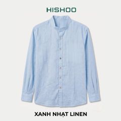 Áo Sơ Mi Nút Gỗ Tay Dài Nữ Relax Form Rộng, Cổ Tàu Vuông, Lai Ngang Linen Solene Vải Mềm Mát HISHOO A2G002