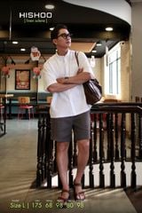 Áo Sơ Mi Trắng Nam Relax Form Rộng, Cổ Tàu Vuông, Lai Ngang Linen Solene Vải Mềm Mát HISHOO A1T002