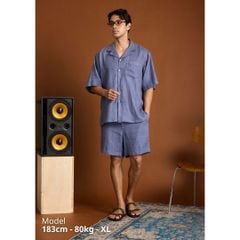 Áo Sơ Mi Nam Relax Form Rộng, Cổ Danton, Lai Ngang Linen Solene Vải Mềm Mát HISHOO A1T004