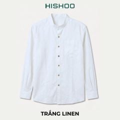 Áo Sơ Mi Nam Nút Gỗ Tay Dài Relax Form Rộng, Cổ Tàu Vuông, Lai Ngang Linen Solene Vải Mềm Mát HISHOO A2T002