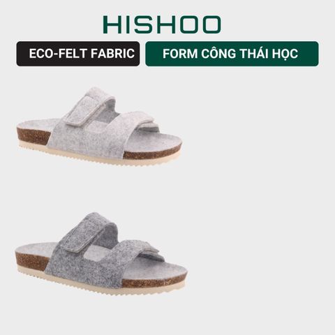Dép đế trấu birken xé dán vải dạ Premium HISHOO B105