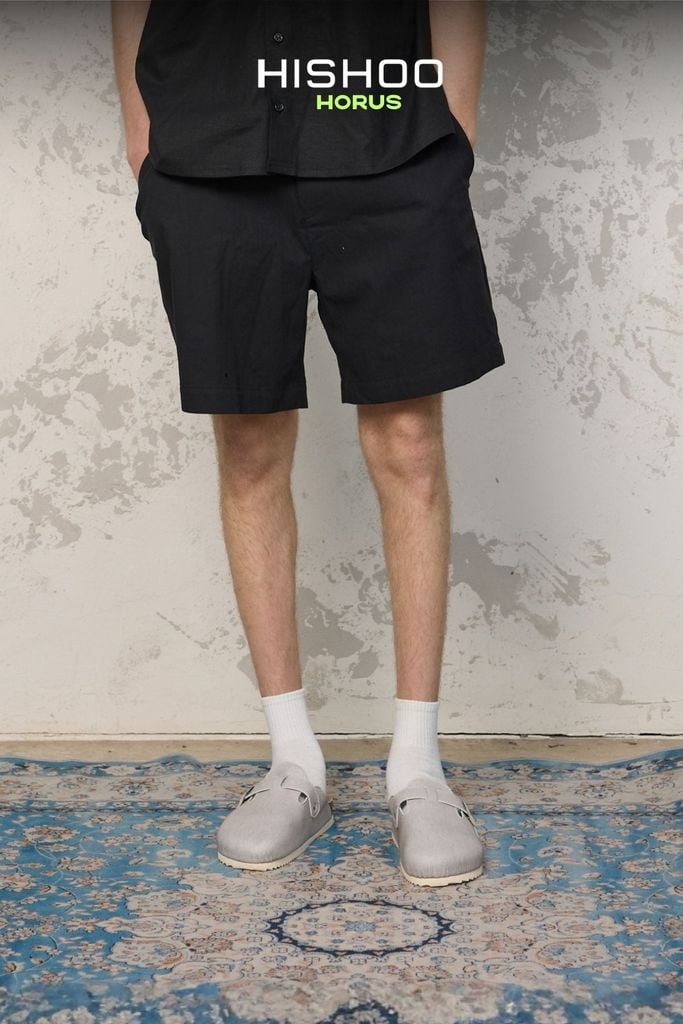 Dép đế trấu sục Boston quai ngang xám Demin Premium HISHOO B109