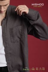 Áo Sơ Mi Nam Tay Dài Relax Form Rộng, Cổ Tàu Tròn, Lai Ngang Linen Solene Vải Mềm Mát HISHOO A2T001
