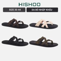 Dép lê bệt Nam quai ngang xỏ ngón lót da premium Manto 6 HISHOO W008