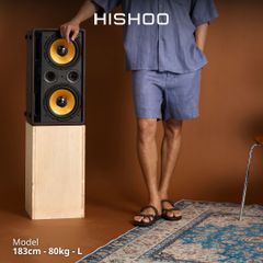 Quần short nam Linen Solene HISHOO Thoáng mát giữ form mặc đi chơi đi làm Q1T001