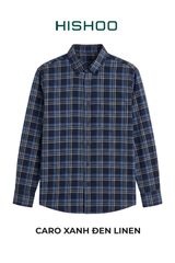 Áo Sơ Mi Sọc Caro Tay Dài Nữ Relax Form Rộng, Cổ Thường, Lai Ngang Linen Solene Vải Mềm Mát HISHOO A2G003