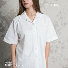 Áo Sơ Mi Nữ Relax Form Rộng, Cổ Danton, Lai Ngang Linen Solene Vải Mềm Mát HISHOO A1G004