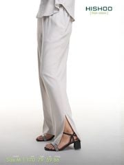 Quần dài Linen Nữ Lưng Thun, Xẻ Tà Hishoo basic mặc đi chơi, đi làm HISHOO Q3G001