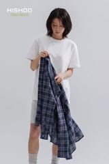 Áo Sơ Mi Sọc Caro Tay Dài Nữ Relax Form Rộng, Cổ Thường, Lai Ngang Linen Solene Vải Mềm Mát HISHOO A2G003