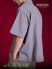 Áo Sơ Mi Xám Môn Nam Relax Form Rộng, Cổ Thường, Lai Ngang Linen Solene Vải Mềm Mát HISHOO A1T003