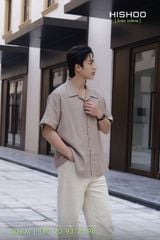 Áo Sơ Mi Nam Relax Form Rộng, Cổ Danton, Lai Ngang Linen Solene Vải Mềm Mát HISHOO A1T004