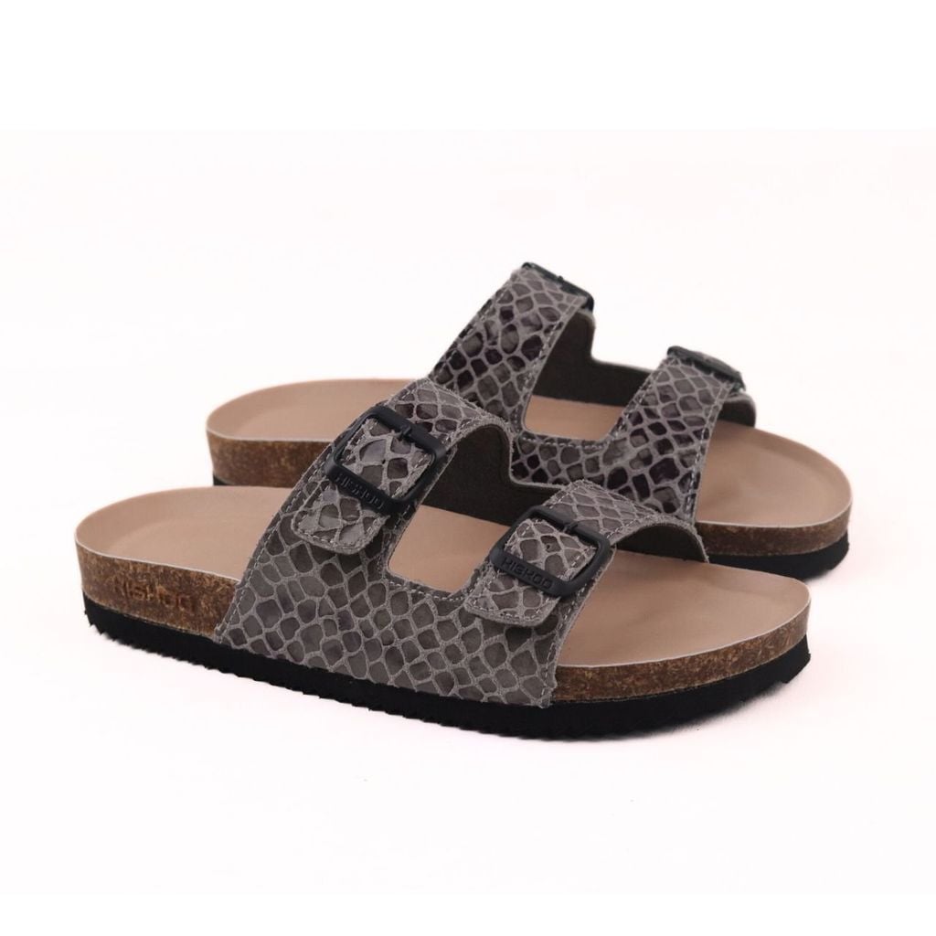 Dép đế trấu birken 2 khoá Vân Đá premium HISHOO B093