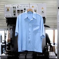 Áo Sơ Mi Nam Xanh Nhạt Relax Form Rộng, Cổ Thường, Lai Ngang Linen Solene Vải Mềm Mát HISHOO A1T003