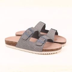 Dép đế trấu birken 2 khóa Xám Demin Khóa Xám Premium HISHOO B093