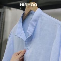 Áo Sơ Mi Nữ Relax Form Rộng, Cổ Tàu Vuông, Lai Ngang Linen Solene Vải Mềm Mát HISHOO A1G002