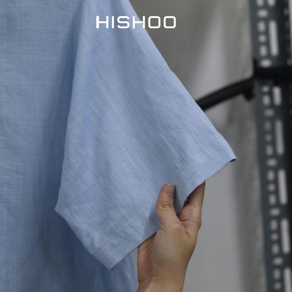 Áo Sơ Mi Nữ Relax Form Rộng, Cổ Tàu Vuông, Lai Ngang Linen Solene Vải Mềm Mát HISHOO A1G002