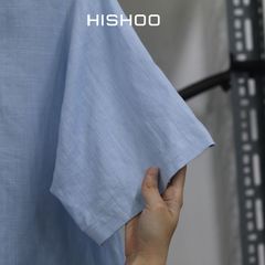 Áo Sơ Mi Nữ Relax Form Rộng, Cổ Tàu Vuông, Lai Ngang Linen Solene Vải Mềm Mát HISHOO A1G002