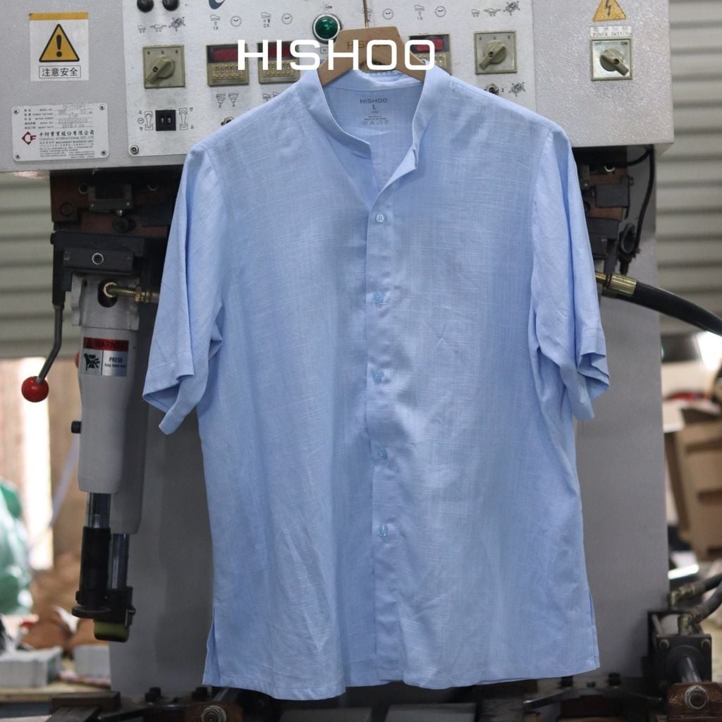 Áo Sơ Mi Nữ Relax Form Rộng, Cổ Tàu Vuông, Lai Ngang Linen Solene Vải Mềm Mát HISHOO A1G002