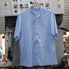 Áo Sơ Mi Nữ Relax Form Rộng, Cổ Tàu Vuông, Lai Ngang Linen Solene Vải Mềm Mát HISHOO A1G002