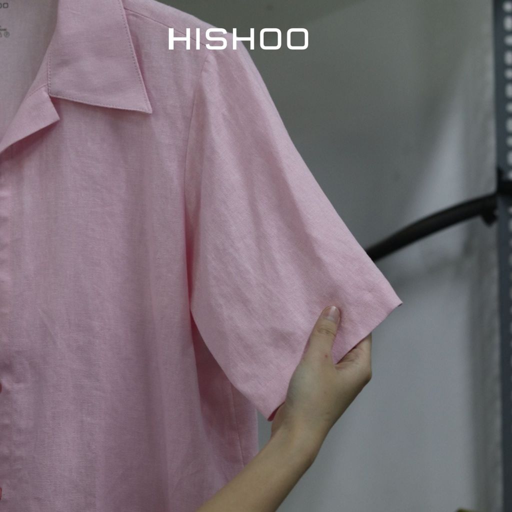Áo Sơ Mi Nữ Relax Form Rộng, Cổ Bác Sĩ, Lai Ngang Linen Solene Vải Mềm Mát HISHOO A1G004