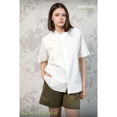 Áo Sơ Mi Nữ Relax Form Rộng, Cổ Tàu Vuông, Lai Ngang Linen Solene Vải Mềm Mát HISHOO A1G002
