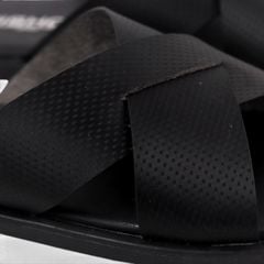 Dép lê bệt Nam quai ngang chéo lót da Crosshatch premium Manto 6 HISHOO W001