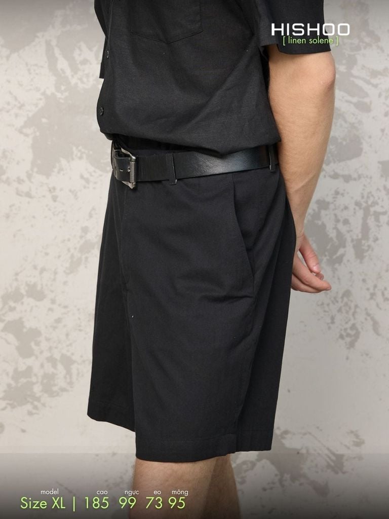 Quần short nam Linen Solene HISHOO Thoáng mát giữ form mặc đi chơi đi làm Q1T001