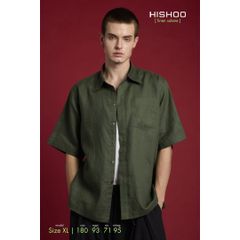 Áo Sơ Mi Nam Relax Form Rộng, Cổ Thường, Lai Ngang Linen Solene Vải Mềm Mát HISHOO A1T003