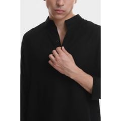 Áo Sơ Mi Nam Tay Dài Relax Form Rộng, Cổ Polo Tàu Vuông, Xẻ V Linen Solene Vải Mềm Mát HISHOO A3T002