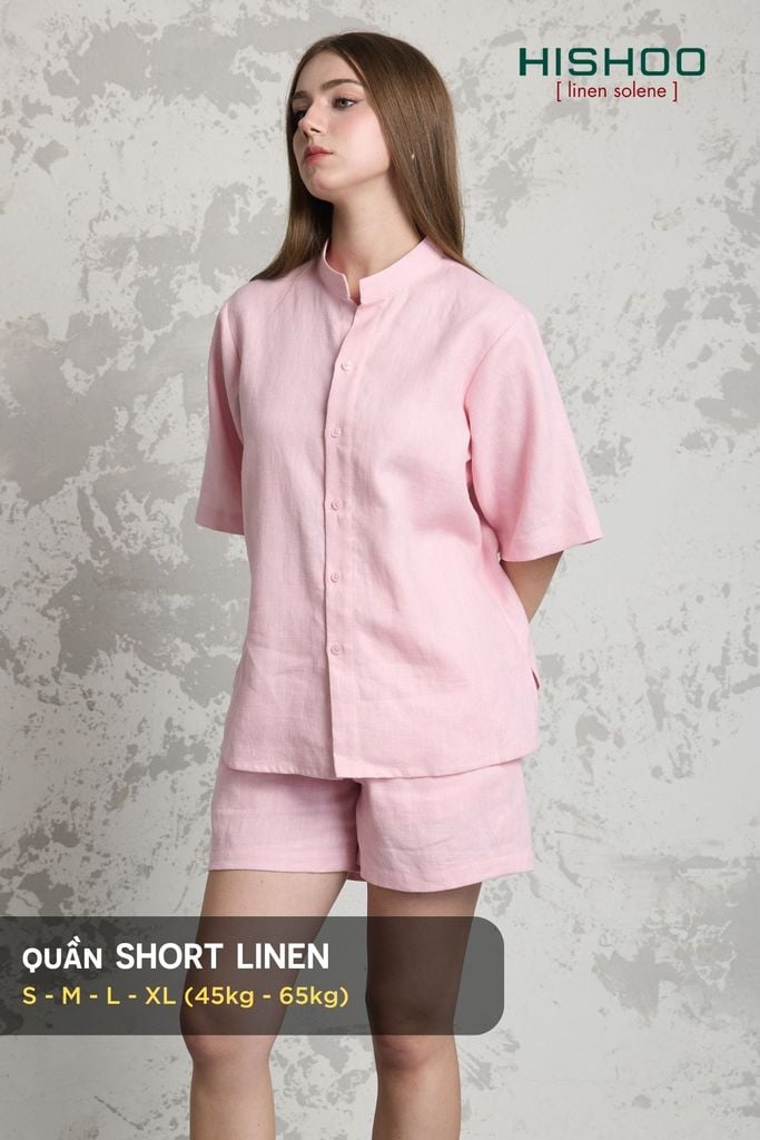 Quần short nữ Linen Solene HISHOO Thoáng mát giữ form mặc đi chơi đi làm Q1G001
