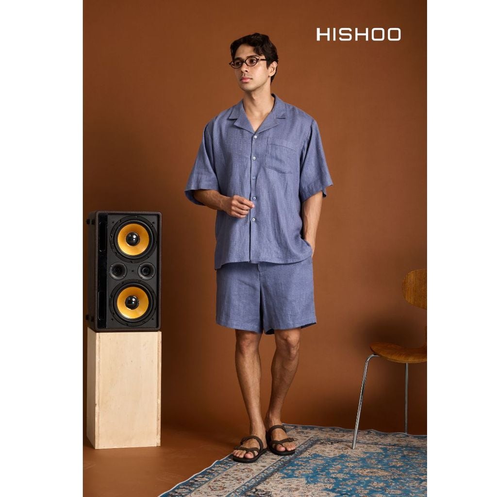 Quần short nam Linen Solene HISHOO Thoáng mát giữ form mặc đi chơi đi làm Q1T001
