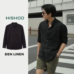 Áo Sơ Mi Nam Nút Gỗ Tay Dài Relax Form Rộng, Cổ Tàu Vuông, Lai Ngang Linen Solene Vải Mềm Mát HISHOO A2T002