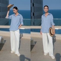 Quần dài Linen Nữ Lưng Thun, Hishoo basic mặc đi chơi, đi làm HISHOO Q3G001