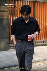 Áo Sơ Mi Nam Tay Dài Relax Form Rộng, Cổ Thường, Lai Ngang Linen Solene Vải Mềm Mát HISHOO A2T003