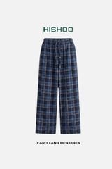 Quần dài Caro Linen Nữ Lưng Thun, Hishoo basic mặc đi chơi, đi làm HISHOO Q3G001