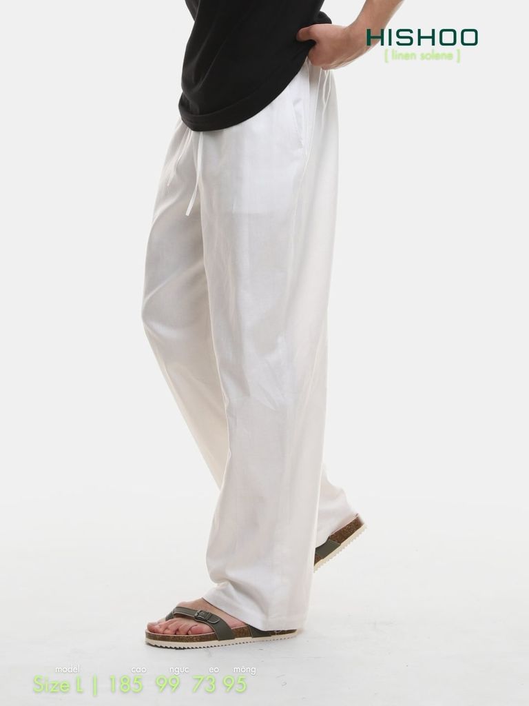 Quần dài nam Linen Solene HISHOO Thoáng mát giữ form mặc đi chơi đi làm Q3T001