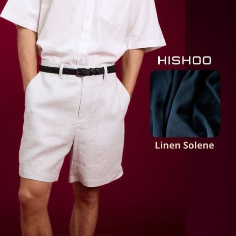 Quần short nam Xám Tro Linen Solene HISHOO Thoáng mát giữ form mặc đi chơi đi làm Q1T001