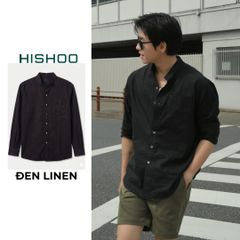 Áo Sơ Mi Nam Nút Gỗ Tay Dài Relax Form Rộng, Cổ Tàu Vuông, Lai Ngang Linen Solene Vải Mềm Mát HISHOO A2T002