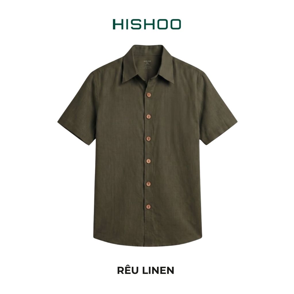 Áo Sơ Mi Nữ Nút GỗRelax Form Rộng, Cổ Thường, Lai Ngang Linen Solene Vải Mềm Mát HISHOO A1G003