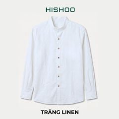 Áo Sơ Mi Nút Gỗ Tay Dài Nữ Relax Form Rộng, Cổ Tàu Vuông, Lai Ngang Linen Solene Vải Mềm Mát HISHOO A2G002