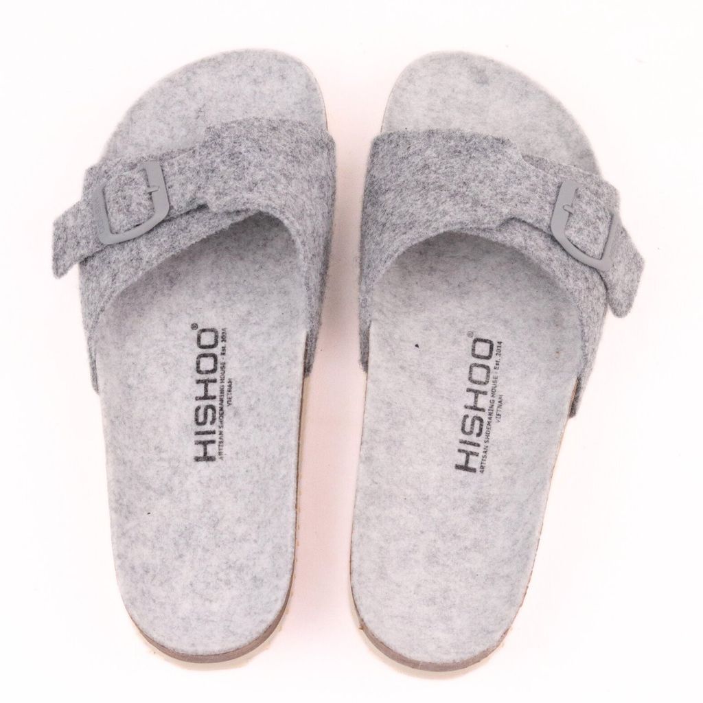Dép đế trấu birken 1 khóa vải dạ Premium HISHOO B113