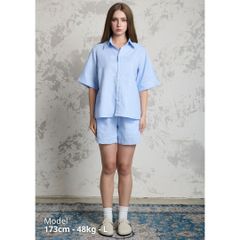 Áo Sơ Mi Nữ Relax Form Rộng, Cổ Thường, Lai Ngang Linen Solene Vải Mềm Mát HISHOO A1G003