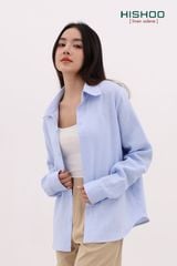 Áo Sơ Mi Tay Dài Nữ Relax Form Rộng, Cổ Thường, Lai Ngang Linen Solene Vải Mềm Mát HISHOO A2G003