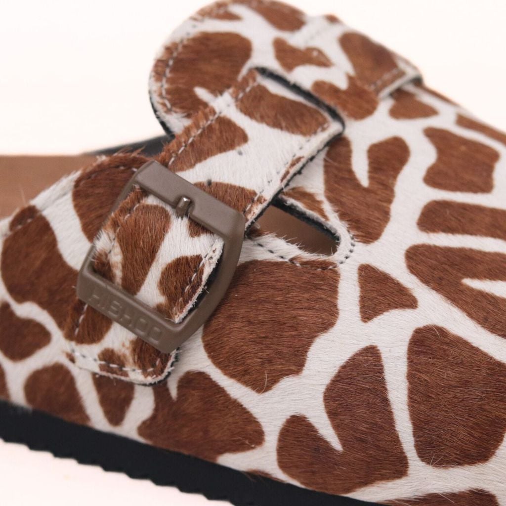 Dép đế trấu sục Boston quai ngang Bò sữa CowHide HISHOO H109