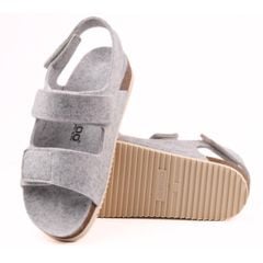 Dép đế trấu sandal birken quai ngang xé dán vải dạ Premium HISHOO B110