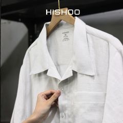Áo Sơ Mi Nam Relax Form Rộng, Cổ Danton, Lai Ngang Linen Solene Vải Mềm Mát HISHOO A1T004